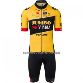 Completo Maglia + Pantaloncino con bretelle 2023 Jumbo-Visma Manica Corta